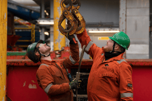industrial photographer Offshore oil rig working environment during active operations